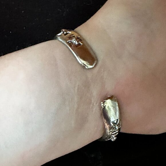 Maltese Cross Skull Cuff Bracelet  womans Biker Silver Rock Punk Motorcycle - Picture 6 of 6